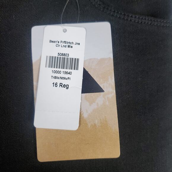 NEW LL Bean Flannel Lined Jeans Perfect Stretch Straight Leg Womens 16 Black - Picture 4 of 13